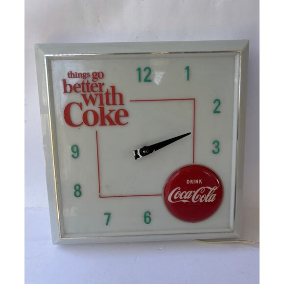 Vintage 1960s Things Go Better With Coke Coca-Cola Hanover Wall Clock 17”x17” - Picture 1 of 10